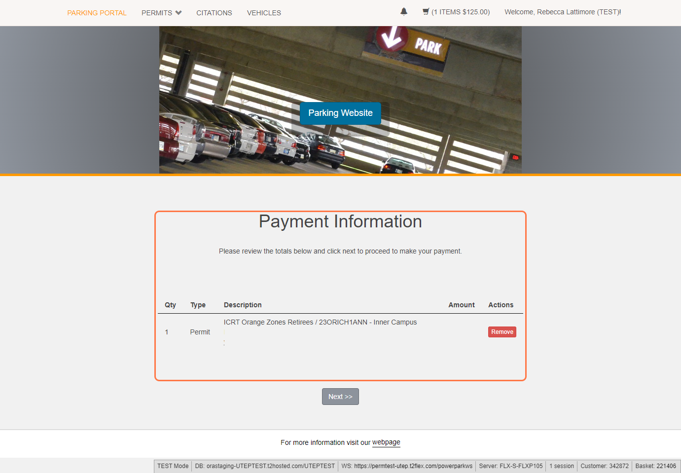 This is the second and final confirmation page before you are sent to the payment page, if you agree to purchase the permit at the rate listed click Next