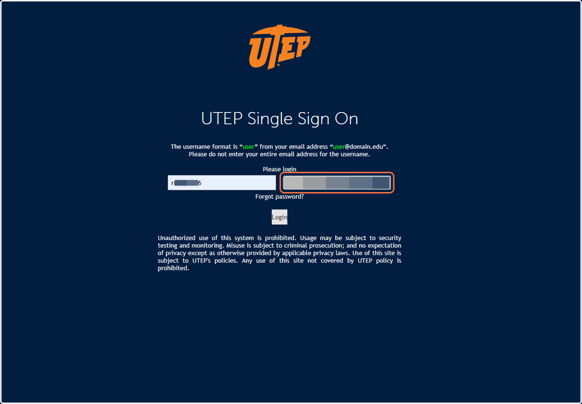 You will then be brought to the Single Sign-On page to log in