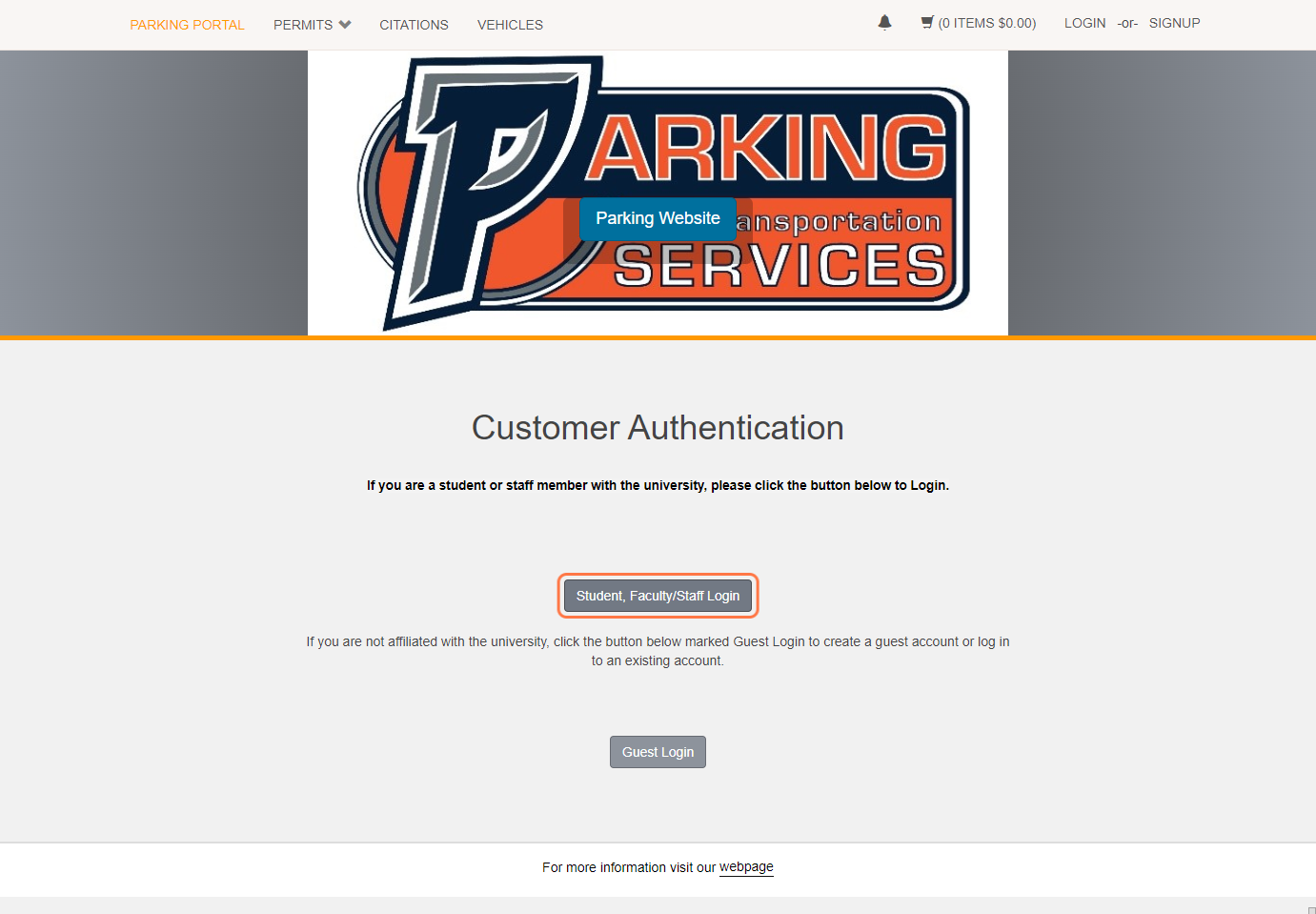 Click on Student, Faculty/Staff Login