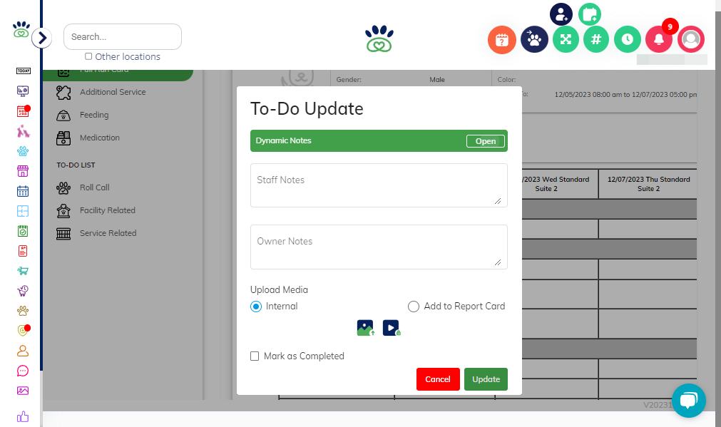 Click "Open" to display the note options.