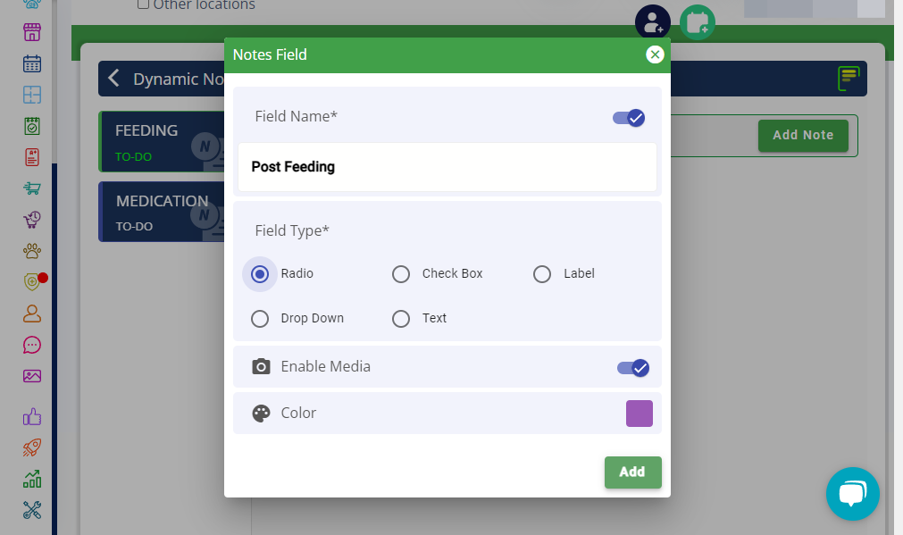 Click "Add" to save your newly created dynamic note.