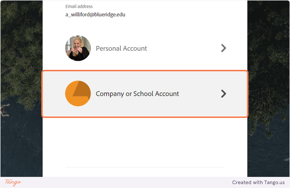 Click on Company or School Account