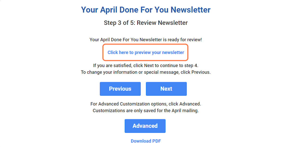 Step 3: Preview your Newsletter