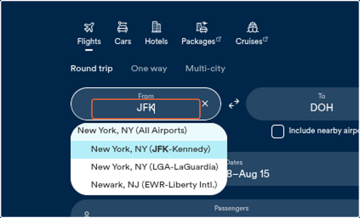 Click on JFK