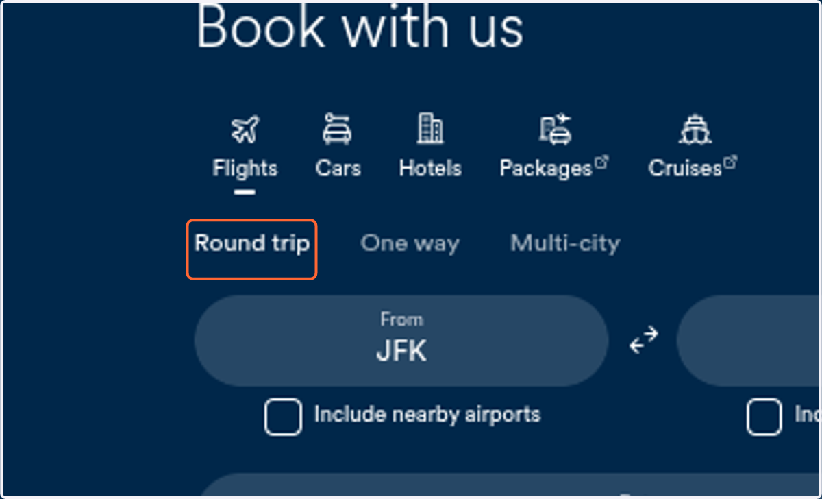 Click on Round trip