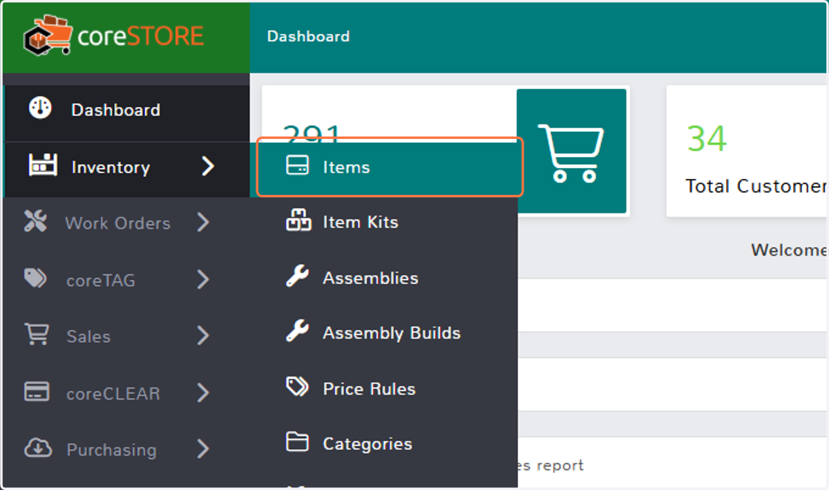 Click on Items