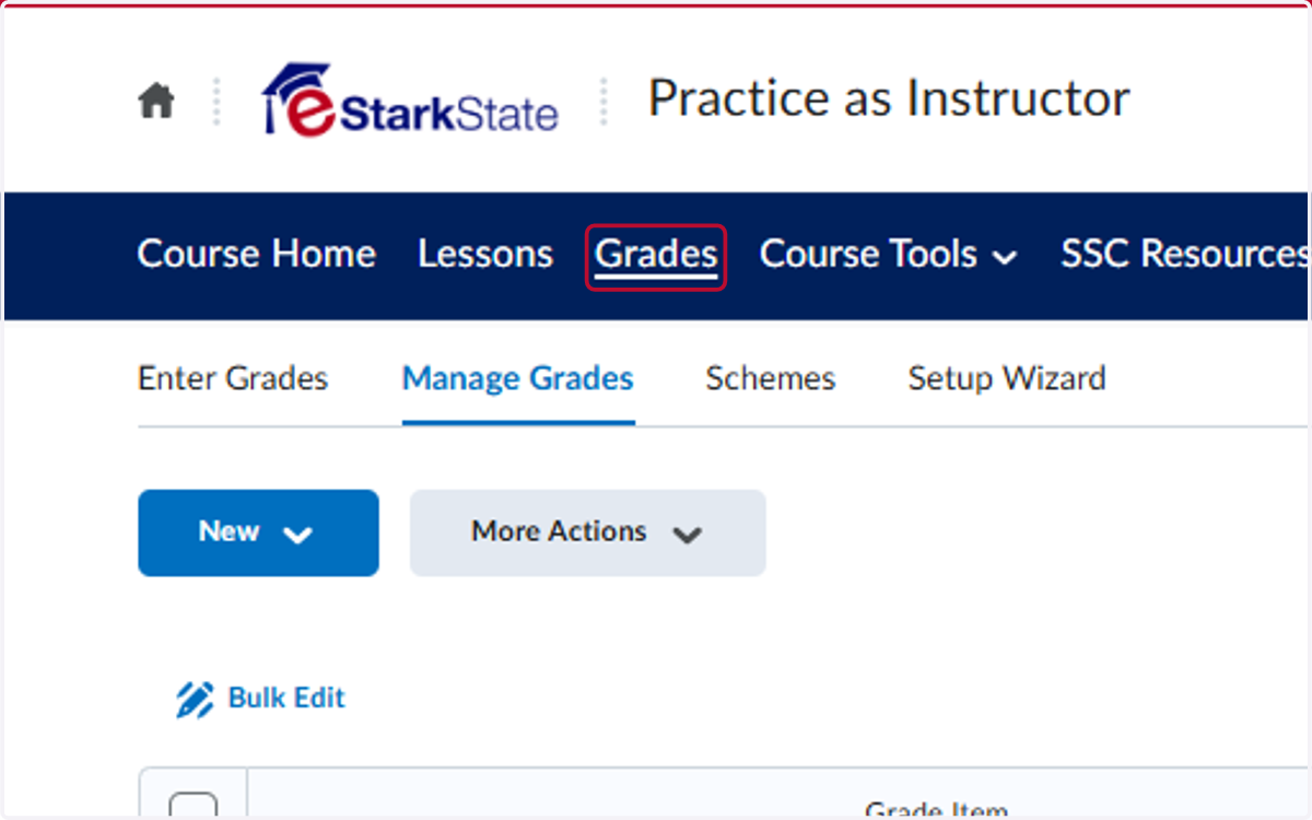 Click on Grades