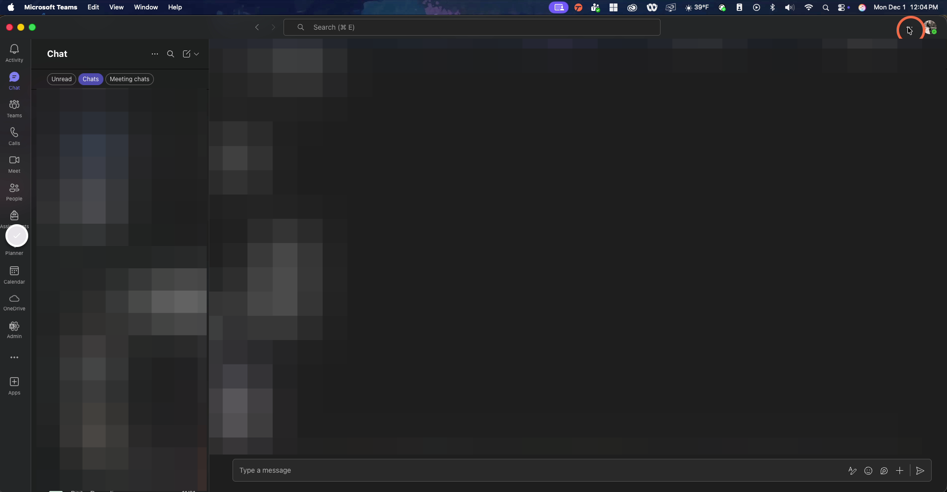 Click on the 3-dot menu next to your user profile picture