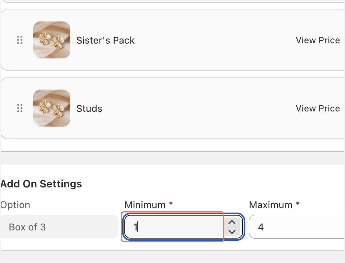 Choose Add Ons Settings