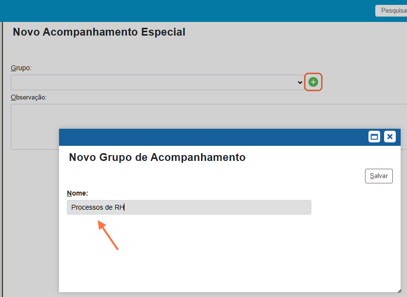 Informar o nome do grupo