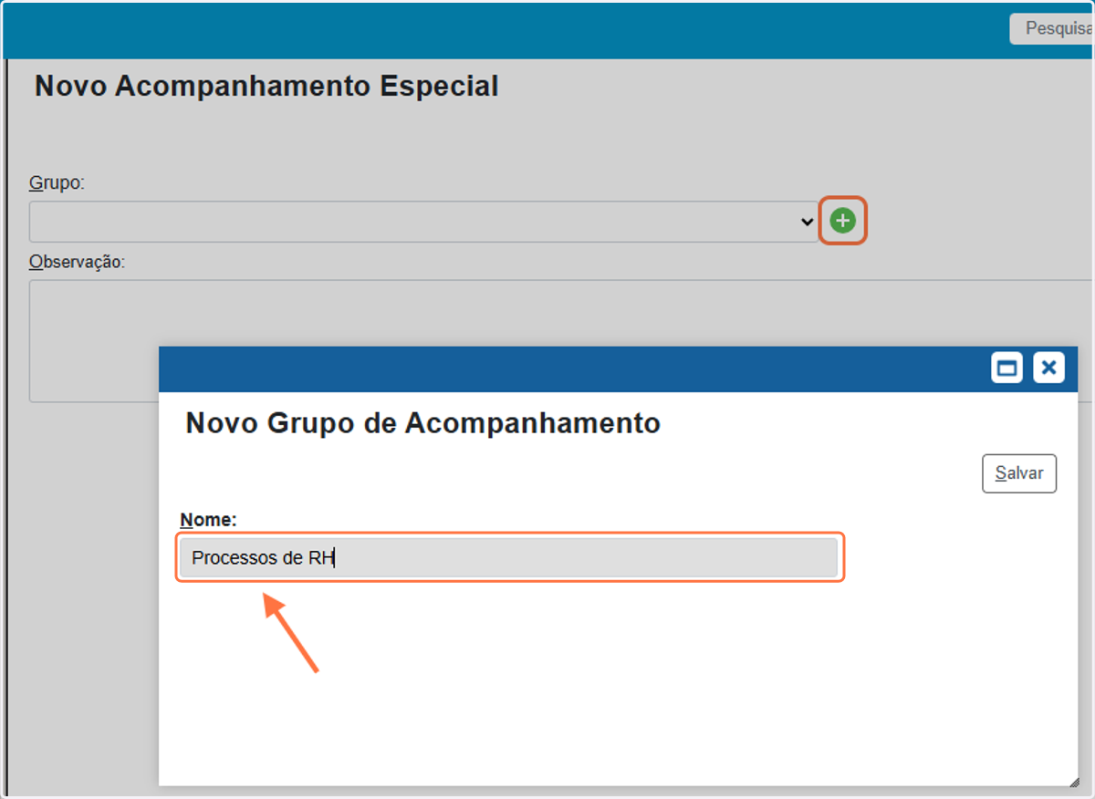 Informar o nome do grupo