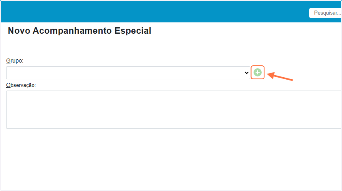 Criar um novo grupo de acompanhamento