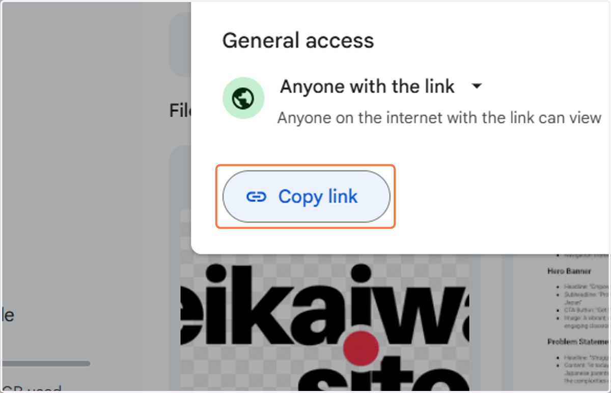 Click on Copy link