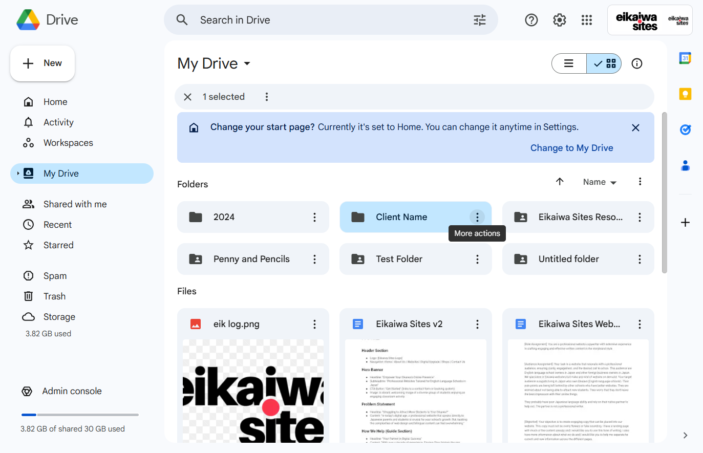 Click on More actions