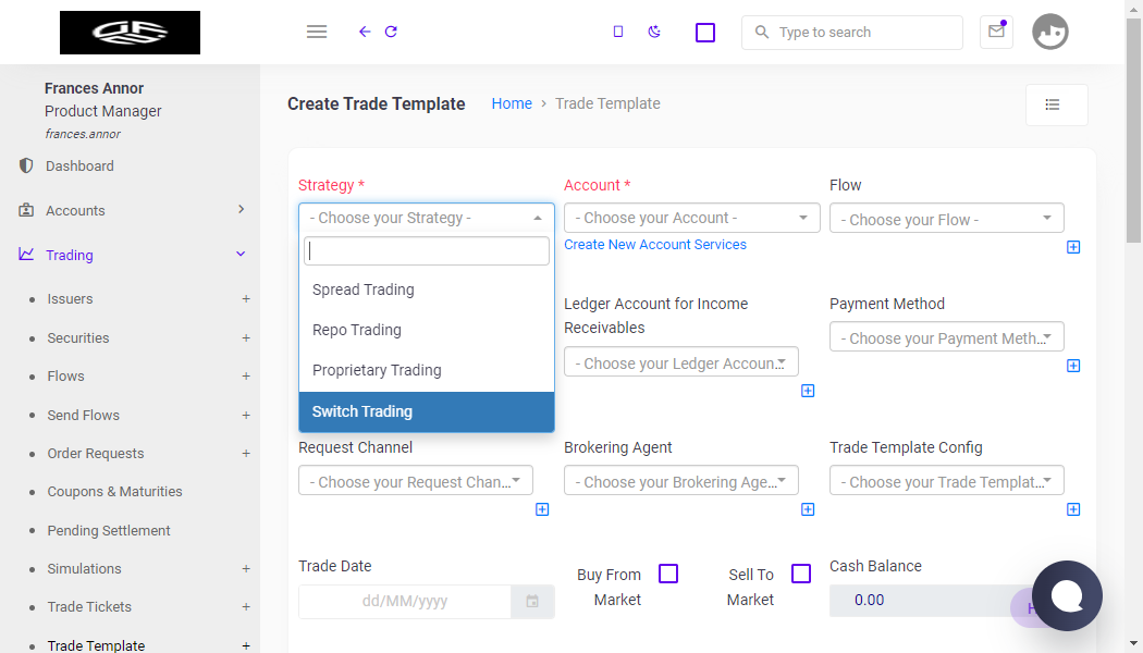Click on Switch Trading
