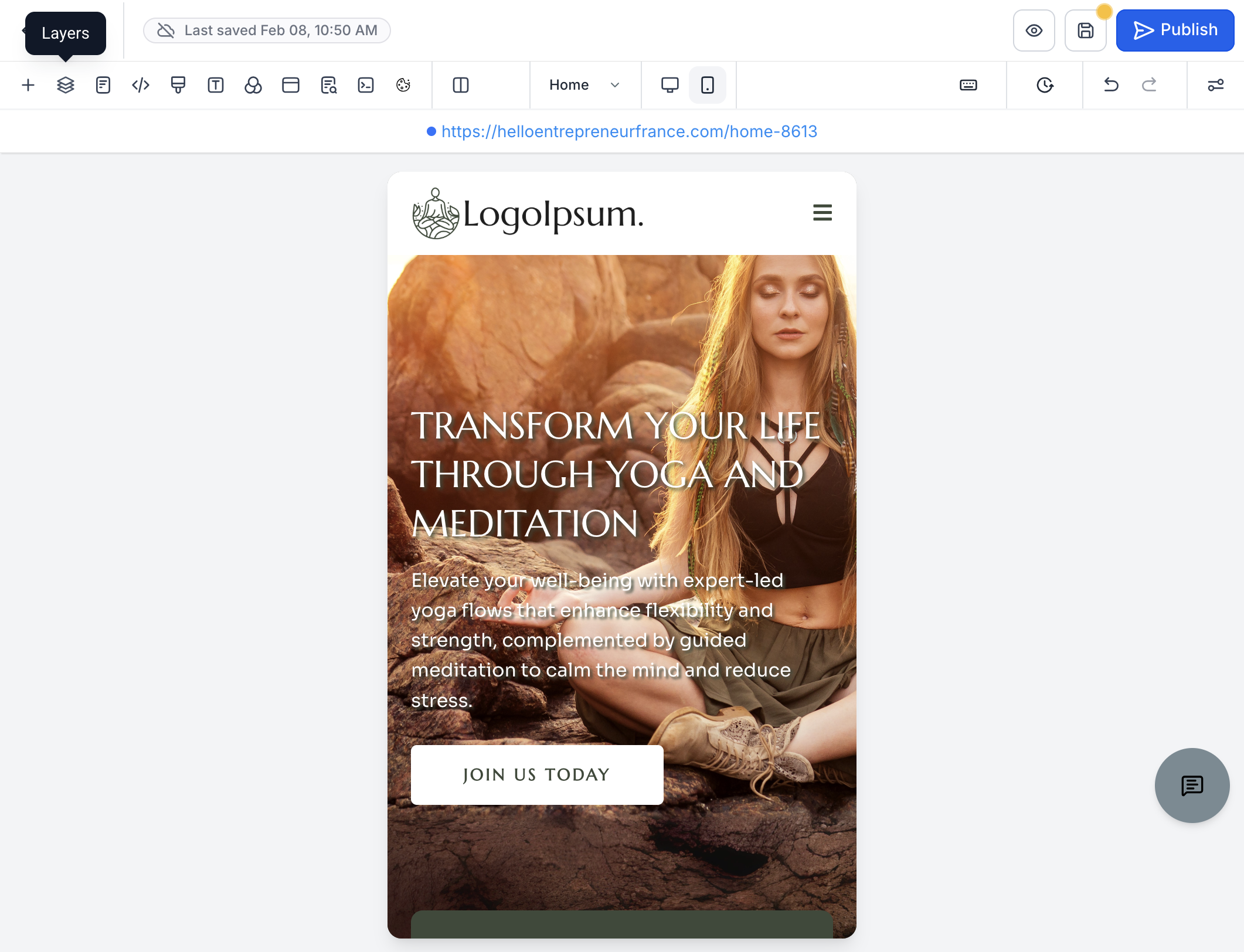 Gå igennem siden via Layers - Klik på "Layers"