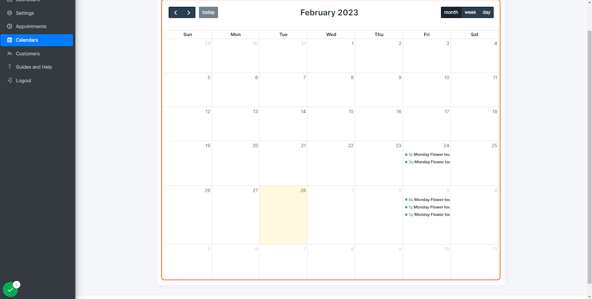Calendar overview