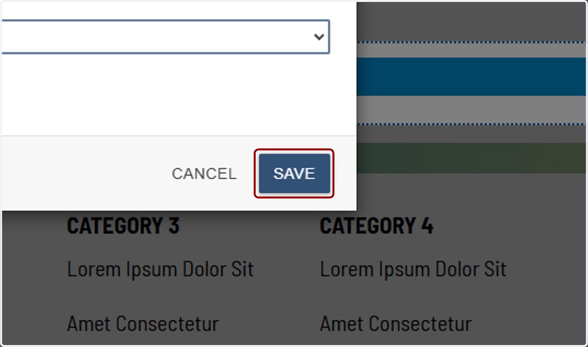Component configuration Save button highlighted to save the title bar settings.