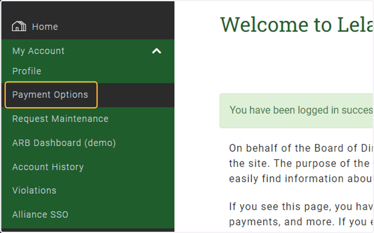 Under My Account, select Payment Options