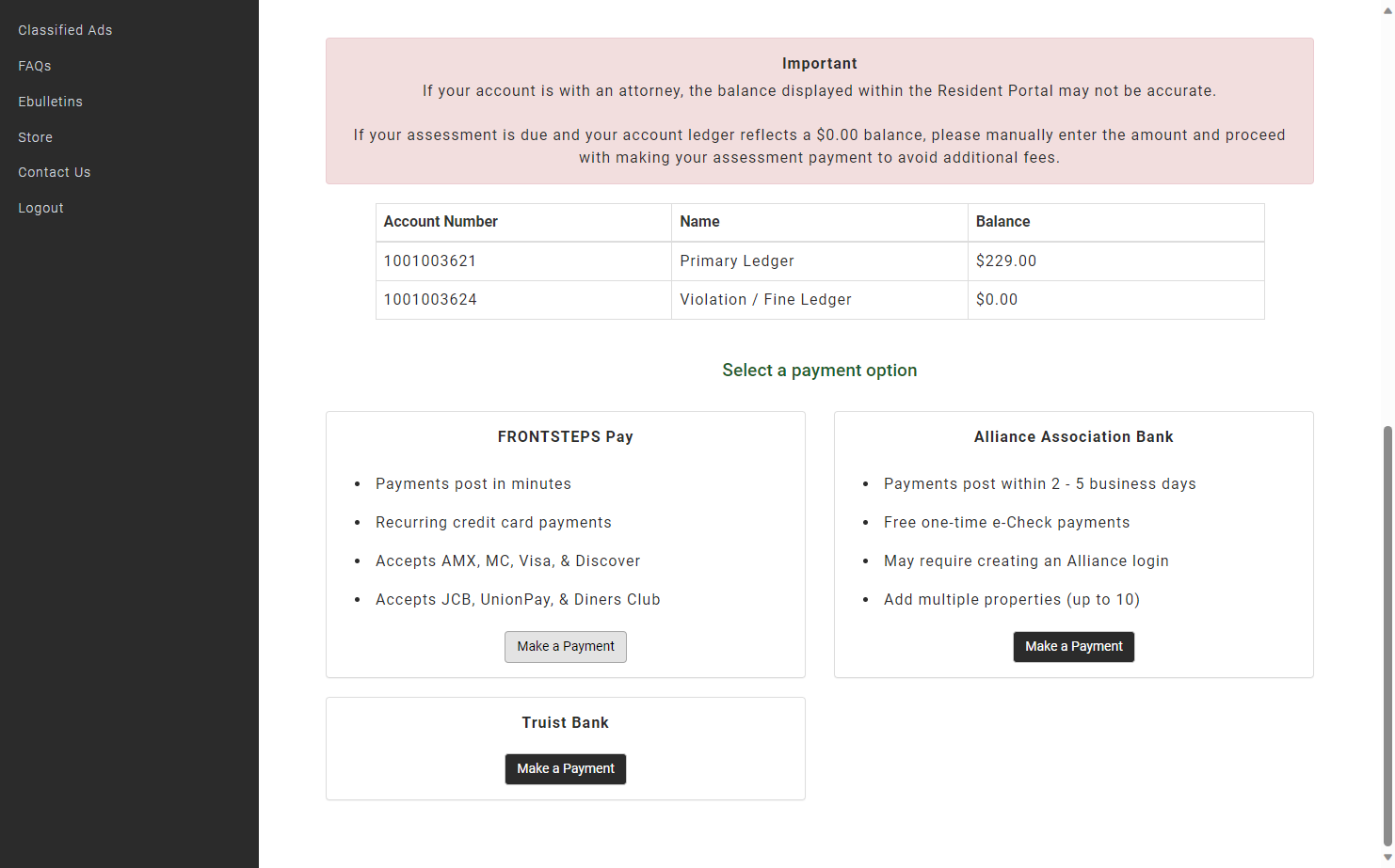 Click on Make a Payment