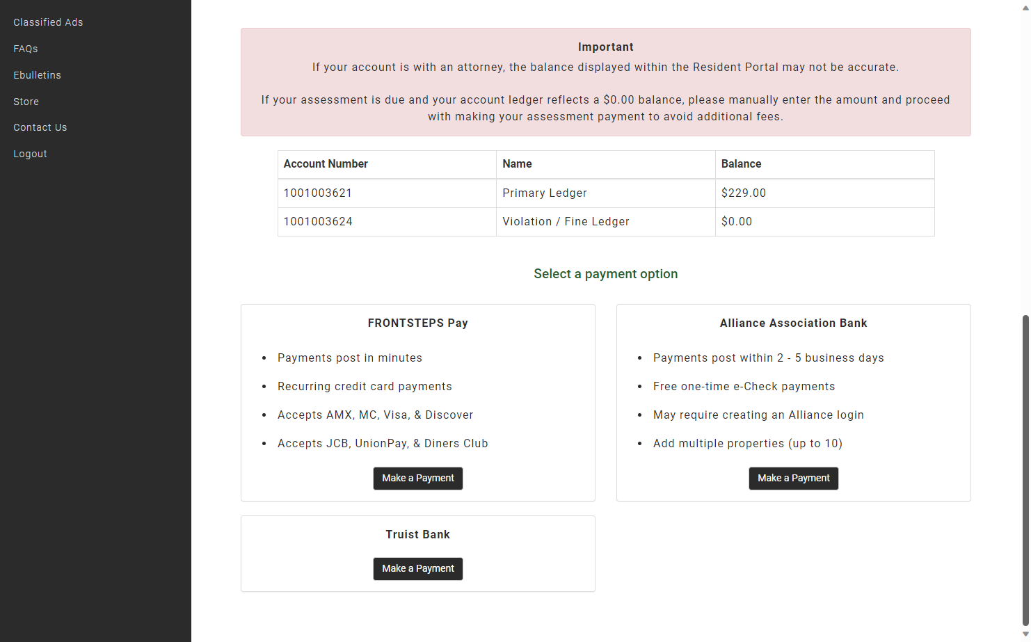 Select a payment option