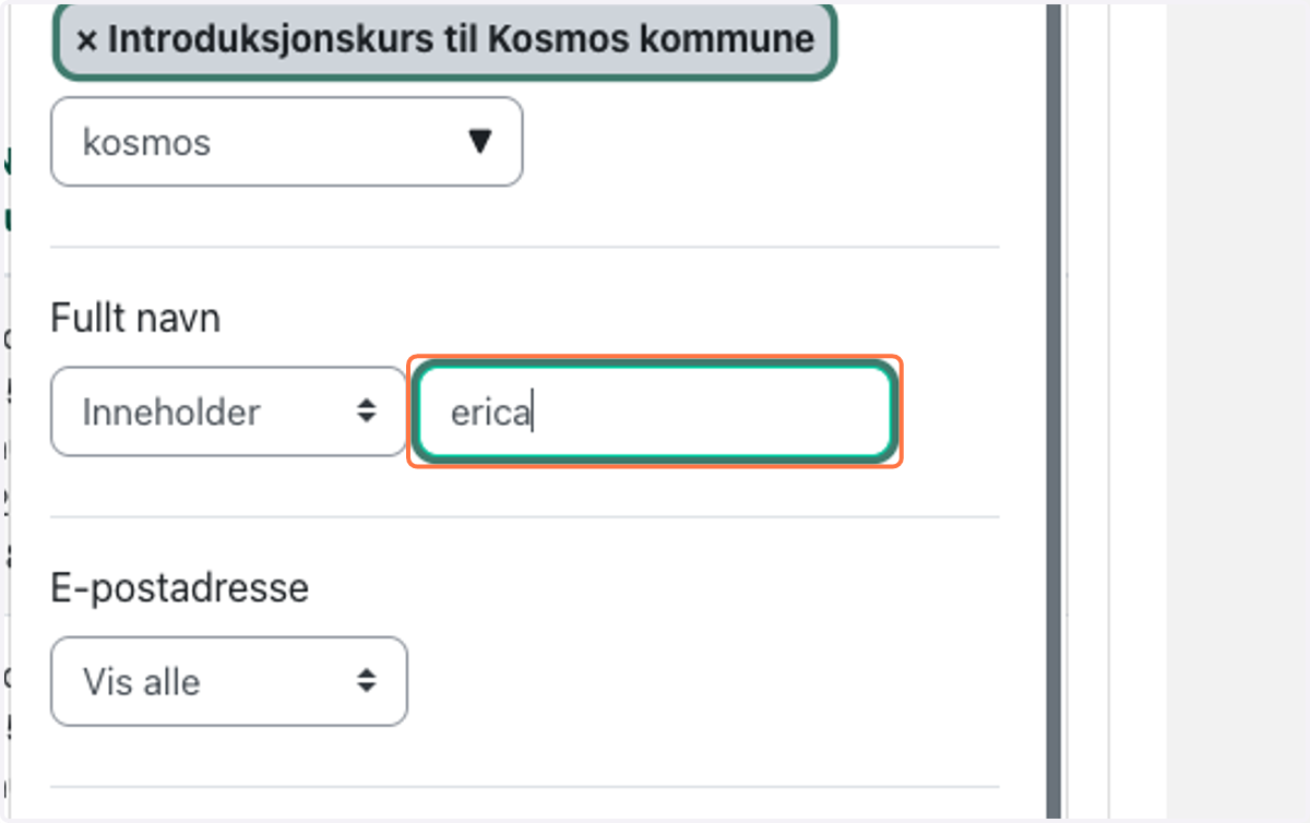 I dette eksempelet skal lederen søke etter en ansatt som heter Erica