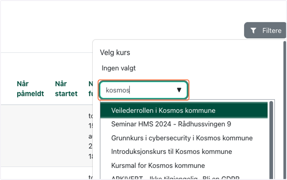 Søk etter navnet på kurset hvis du har et spesifikt kurs du vil sjekk