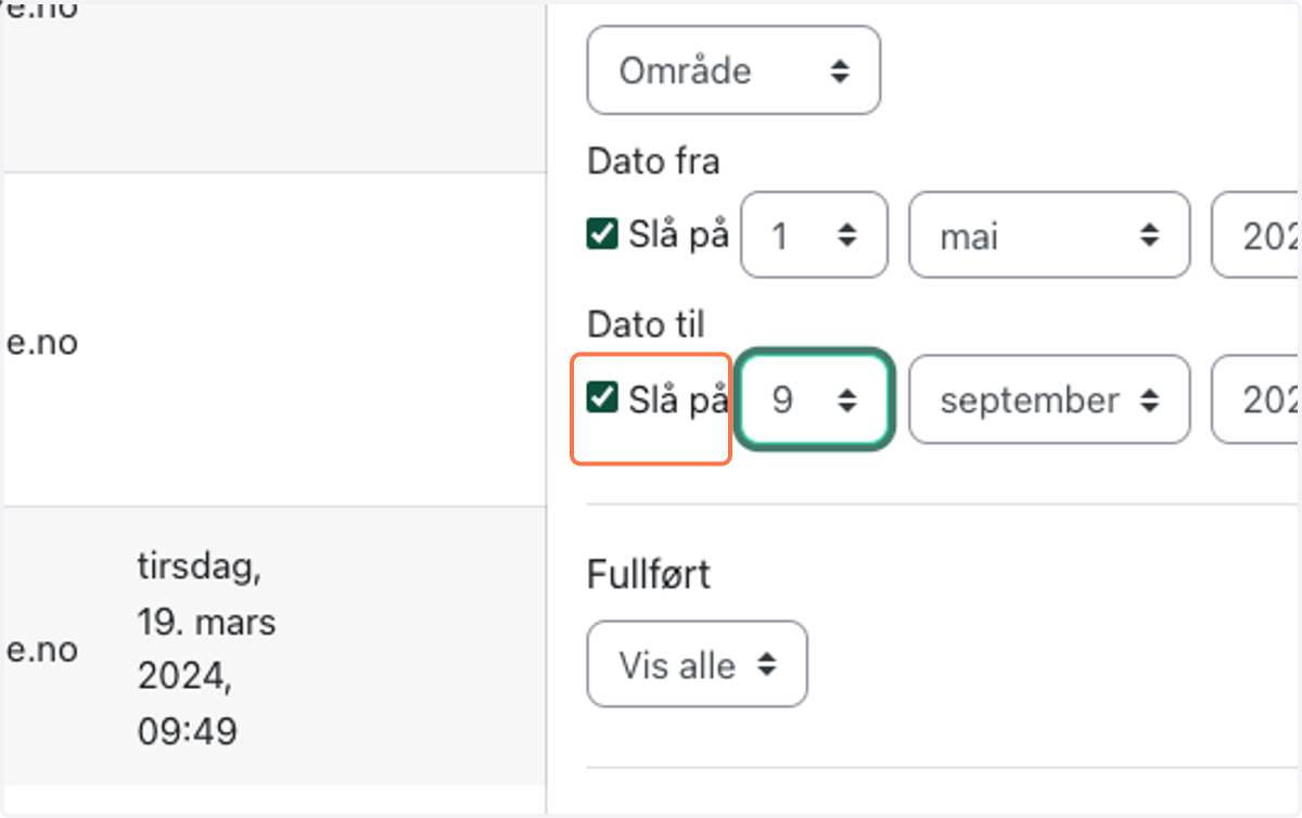 Velg da den aktuelle datoen.