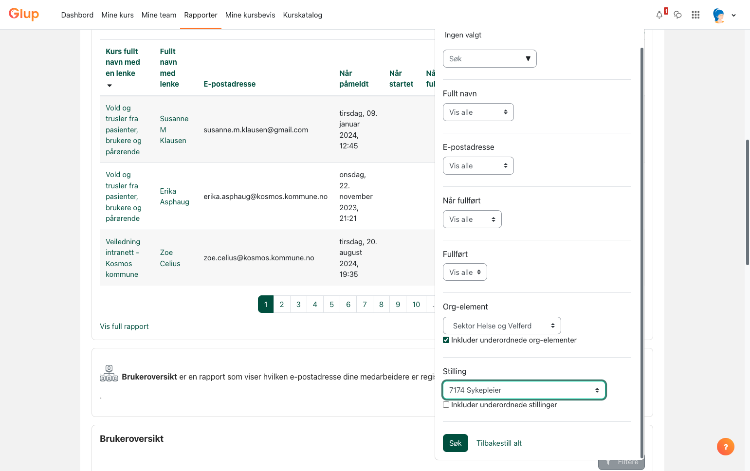 I dette eksempelet har kommunen HRM-integrasjon og velger derfor den spesifikk stillingskode.