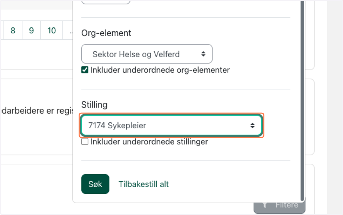 I dette eksempelet har kommunen HRM-integrasjon og velger derfor den spesifikk stillingskode.