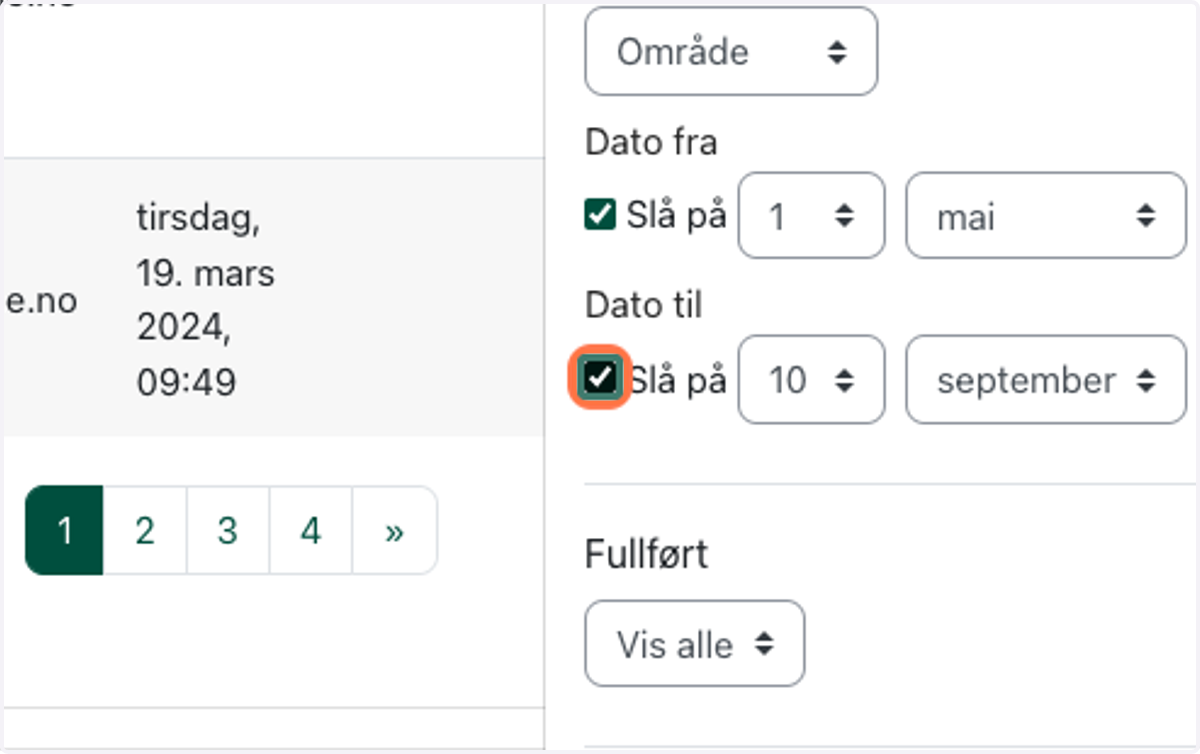 Hvis du ikke vil ha frem til dagens dato, kan du aktivere "Dato til"