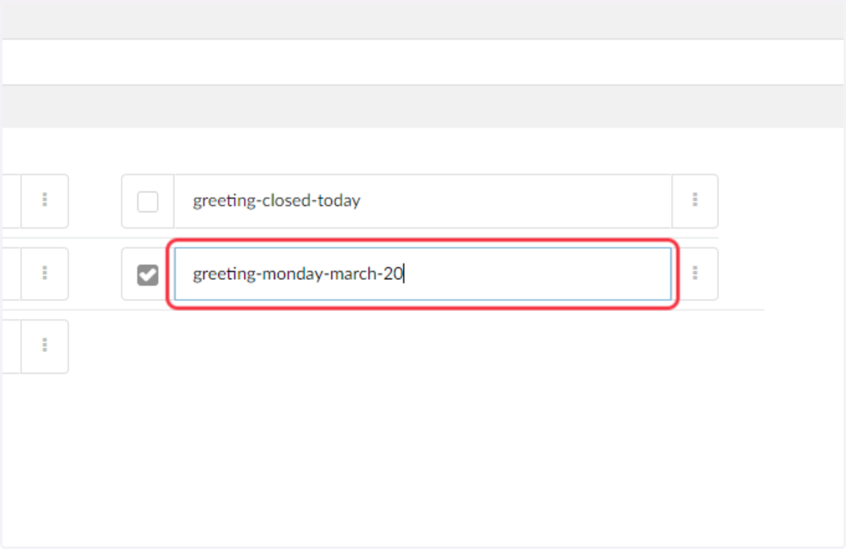 Rename your Greeting.