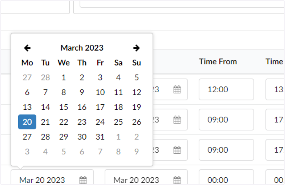 Select the date