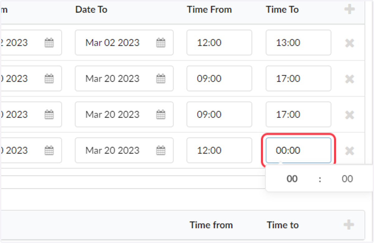Click on Time To
