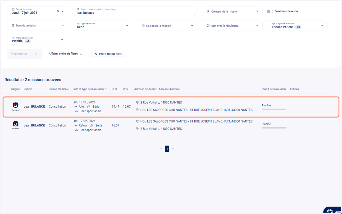Retrouvez votre mission sur la page planning des missions ou sur l'annuaire