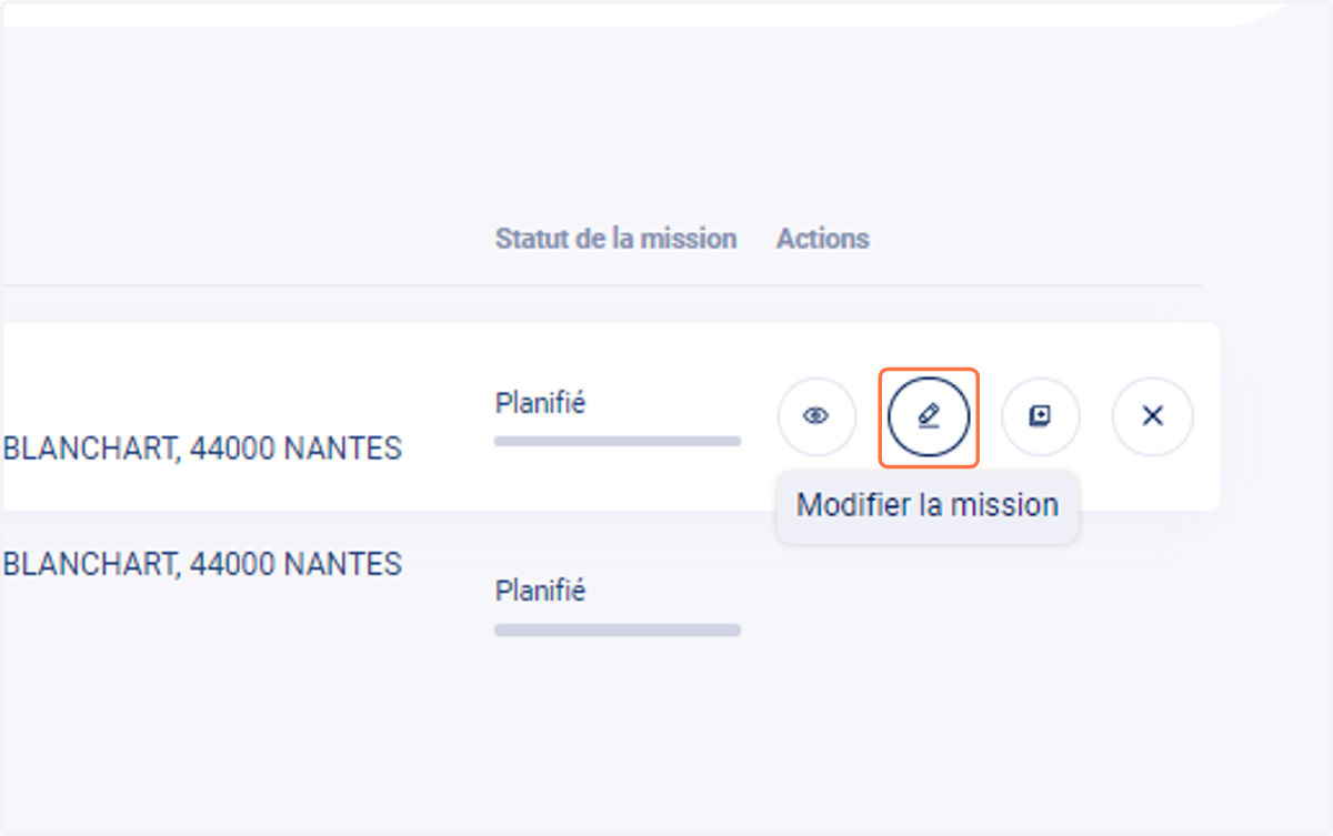 Cliquez sur le petit crayon pour modifier la mission