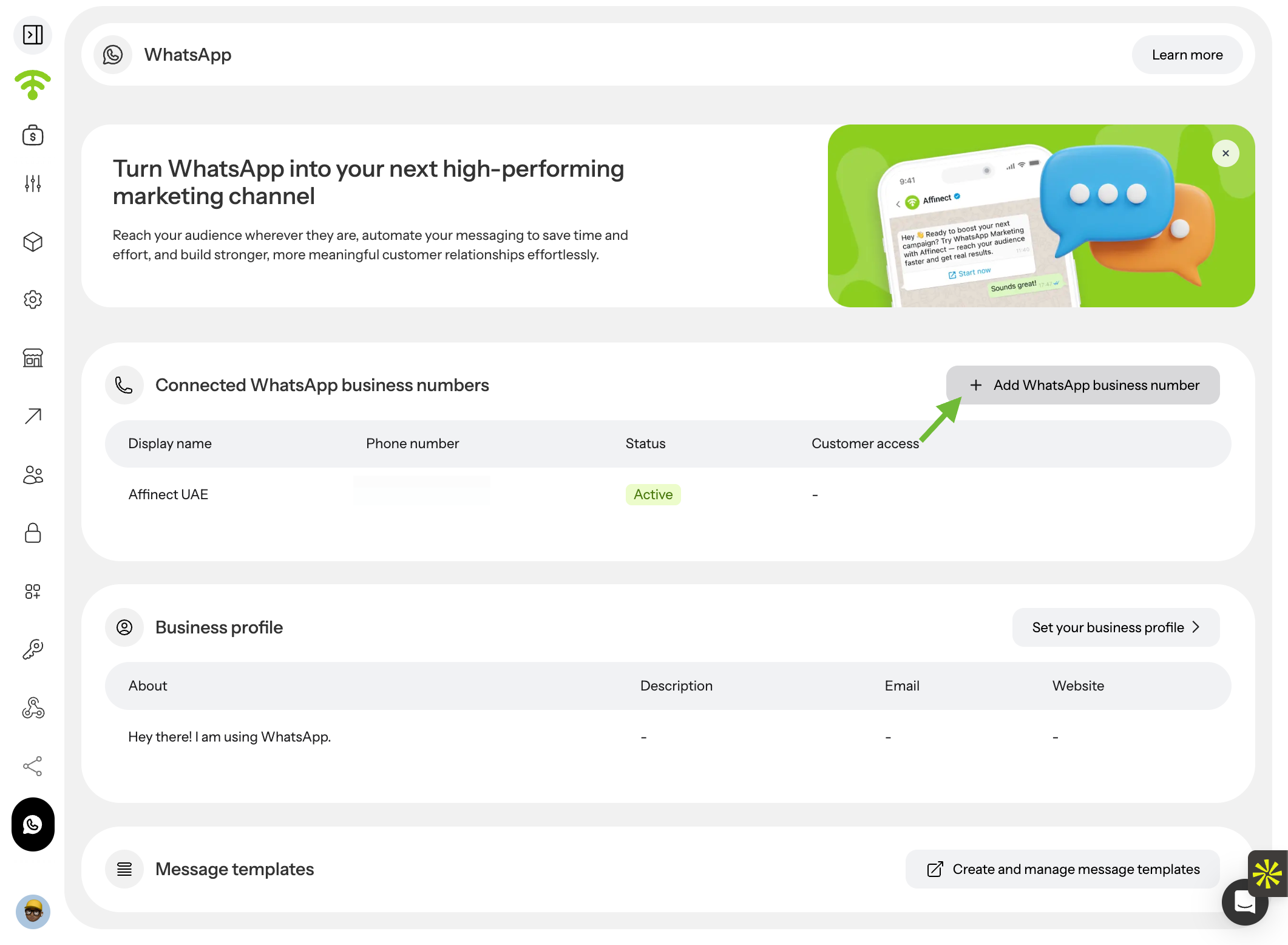 Add a WhatsApp Business Number