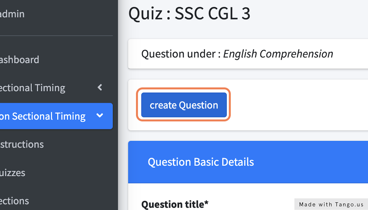 Click on create Question to save it.