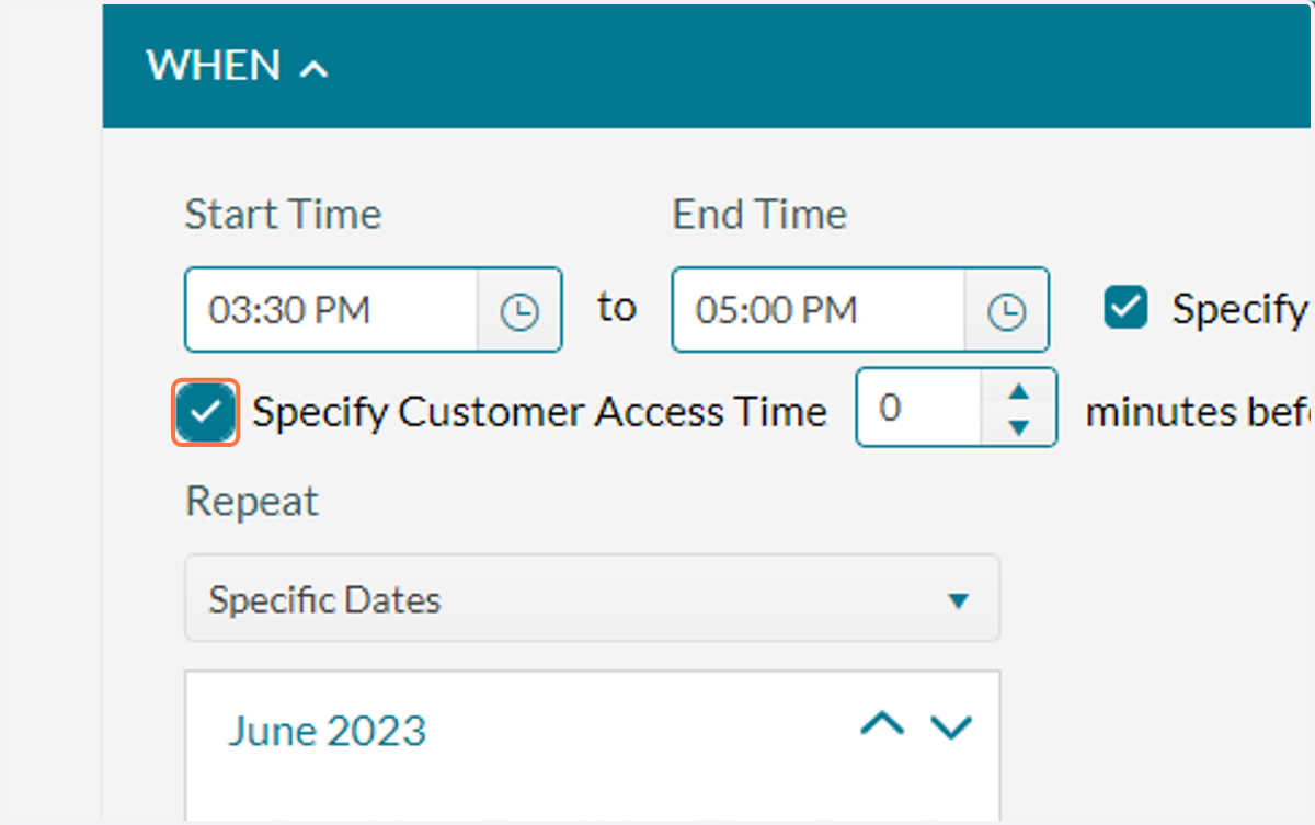 Check Specify Customer Access Time