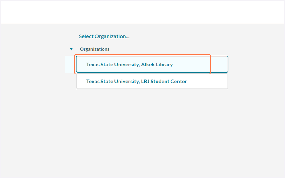 Click on Texas State University, Alkek Library