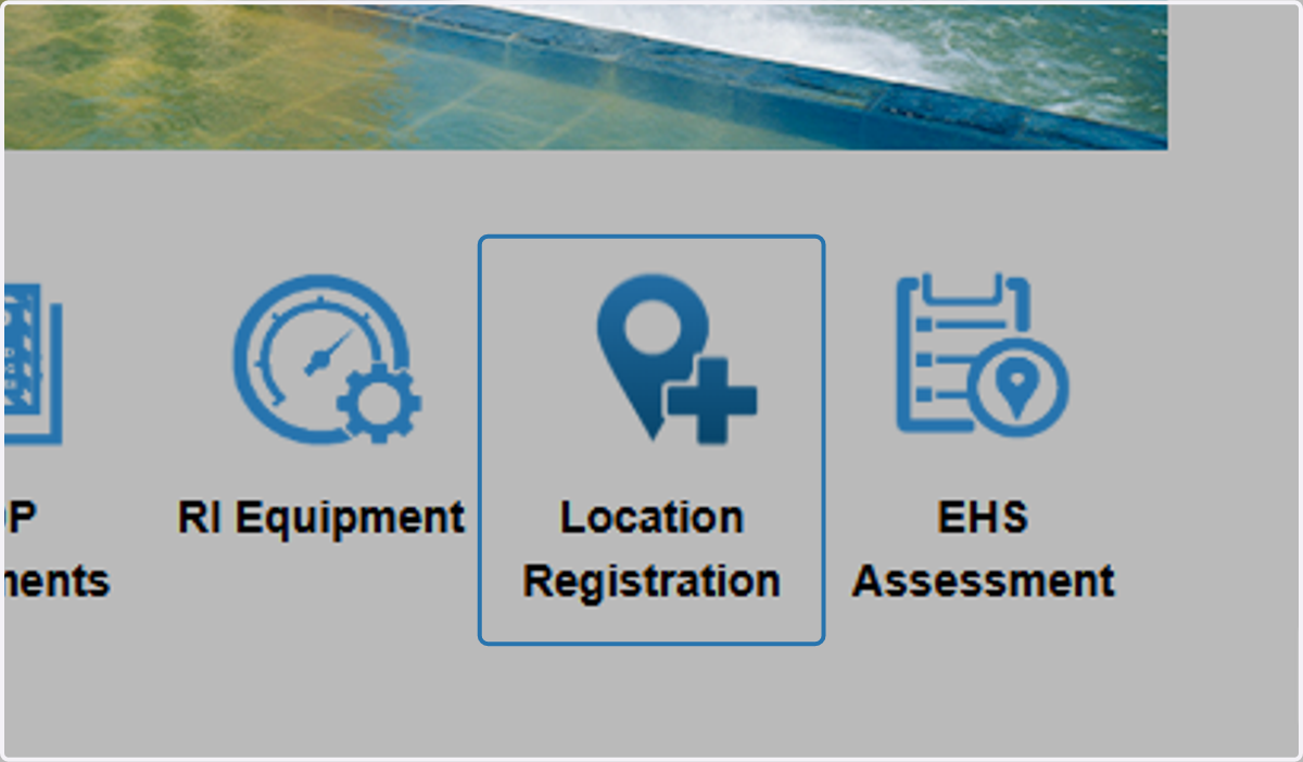 From the home page, click on Location Registration