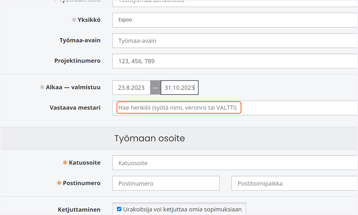 Valitse vastaava mestari listalta
