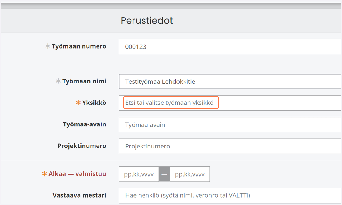 Valitse yksikkö