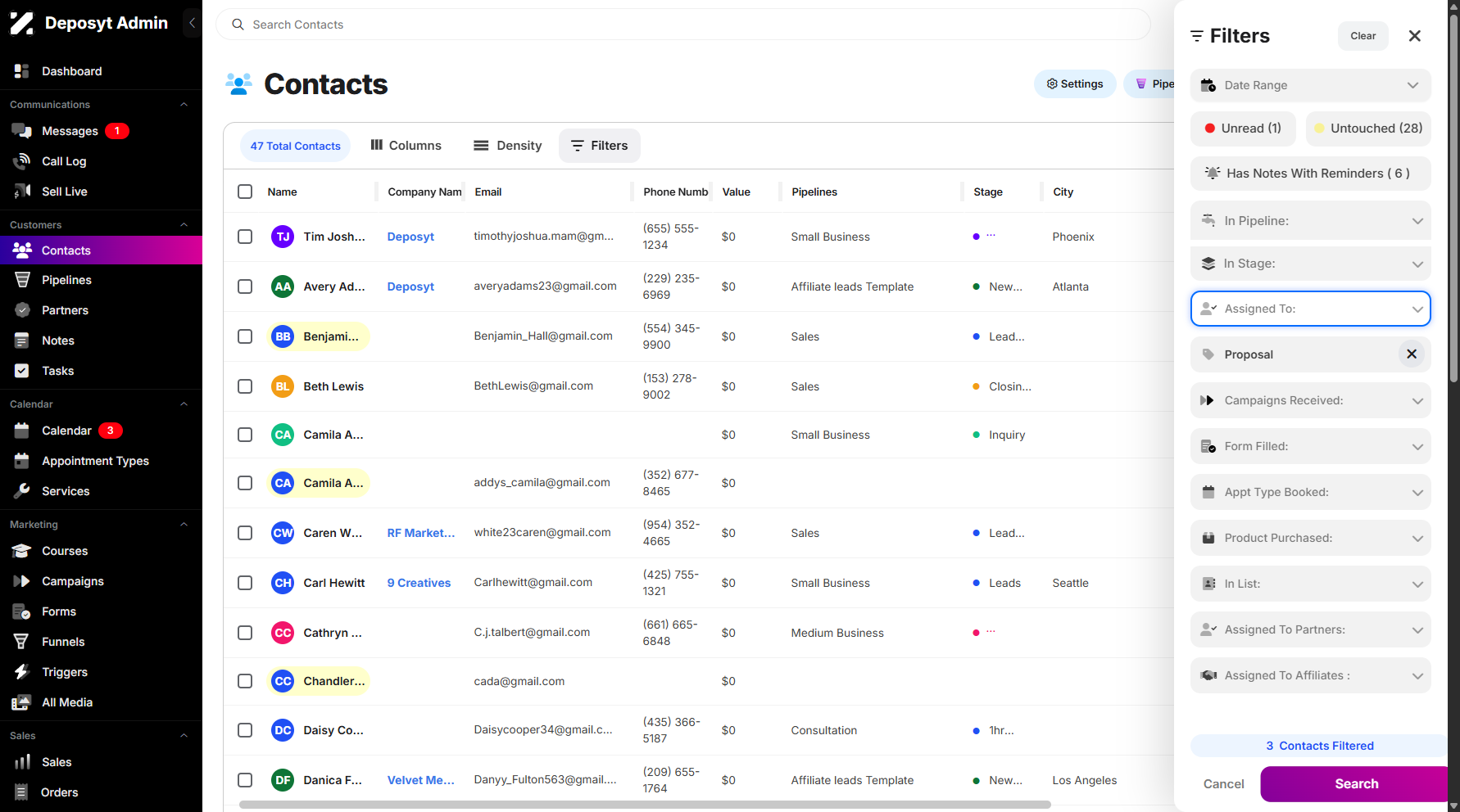 Step 6: Click the Search button to apply the selected filter and view the results.