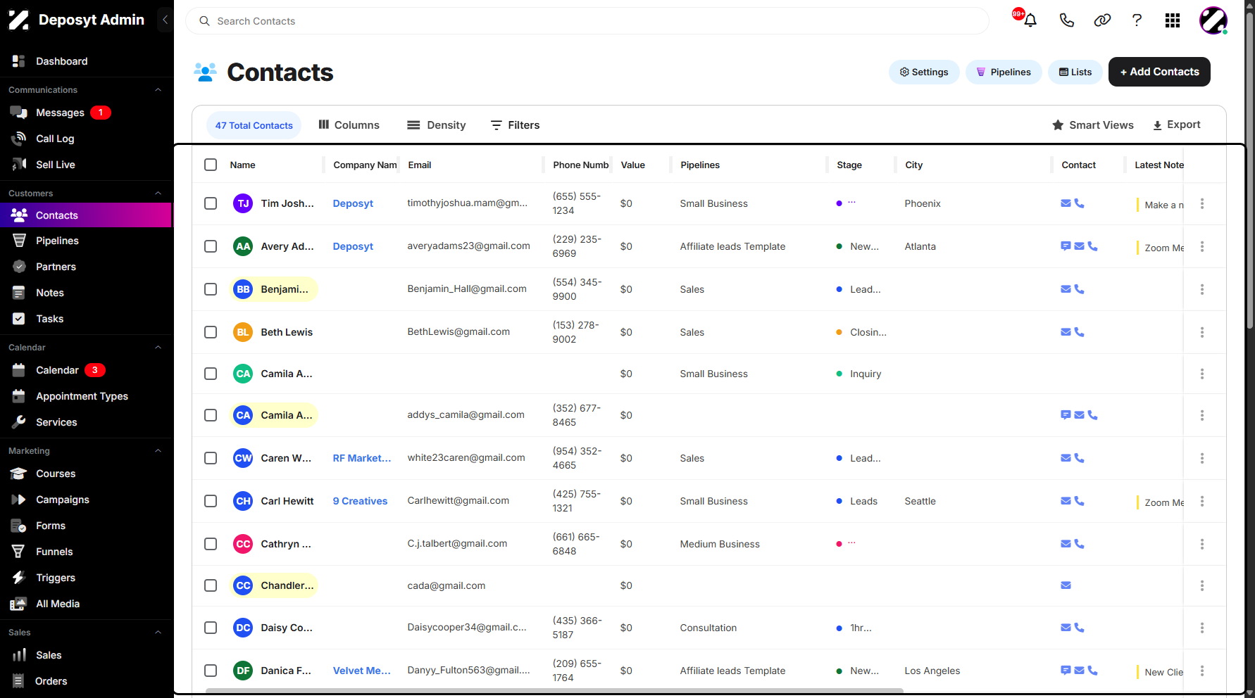 Step 2: You will be navigated to the Contacts.
