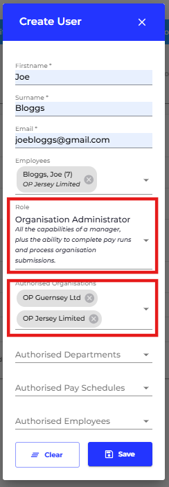 Add a role for the user