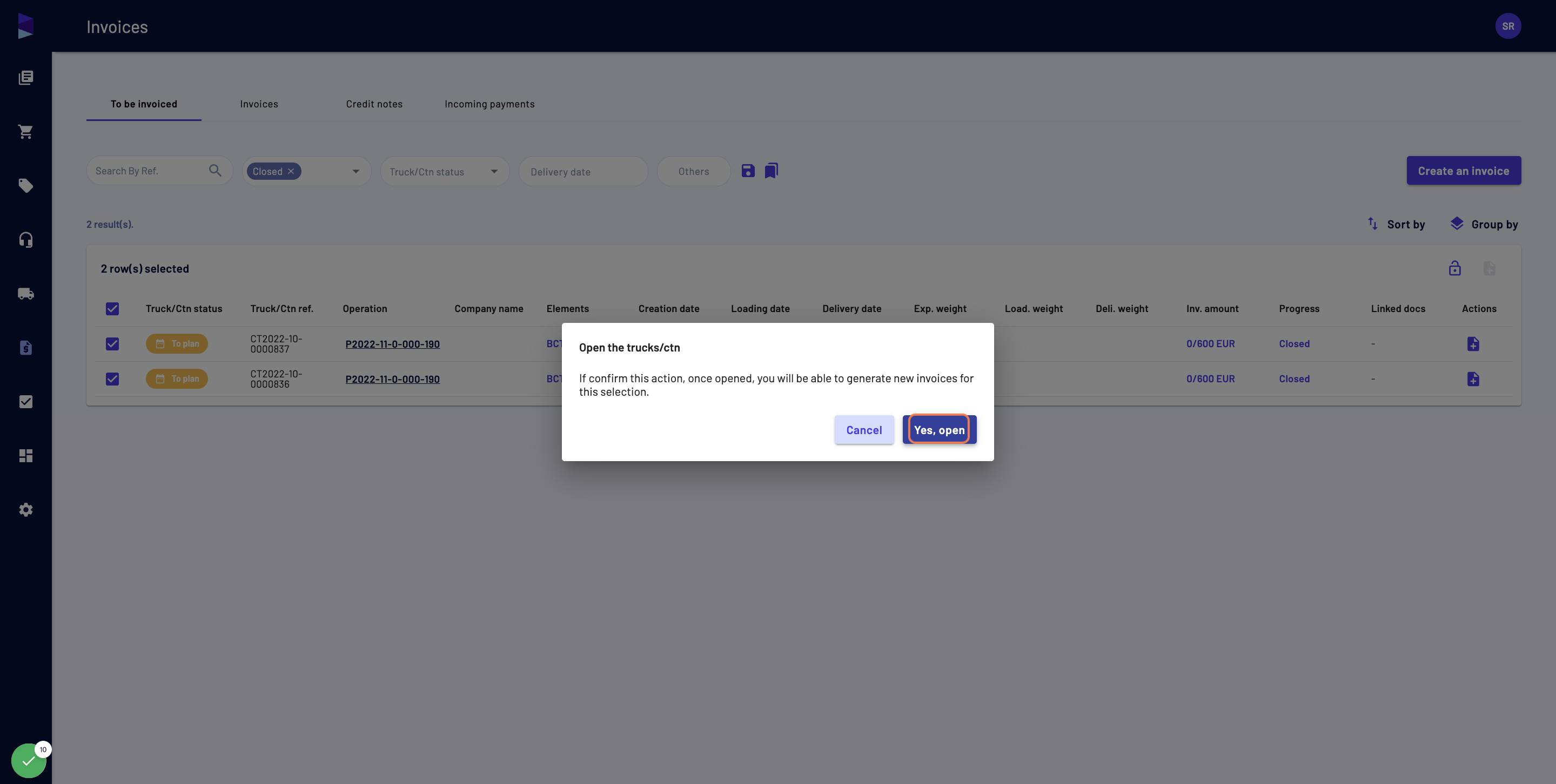 And confirm your action by clicking on "Yes, open"