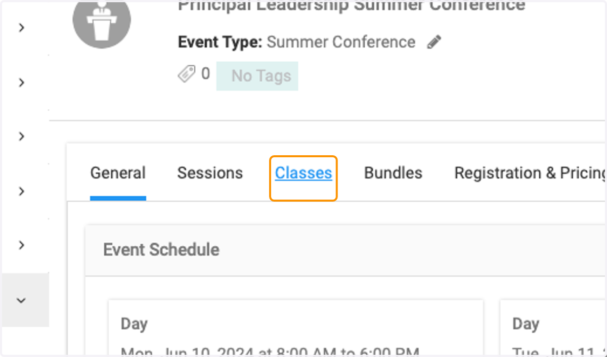 Click on Classes