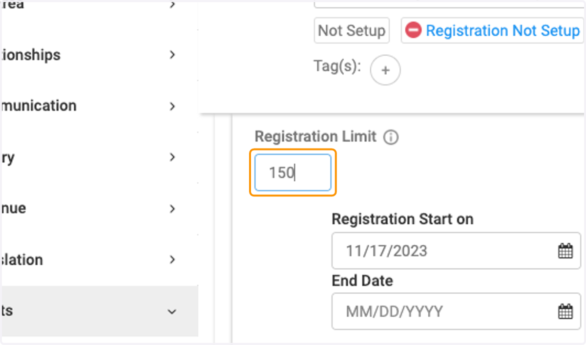 Add registration limit