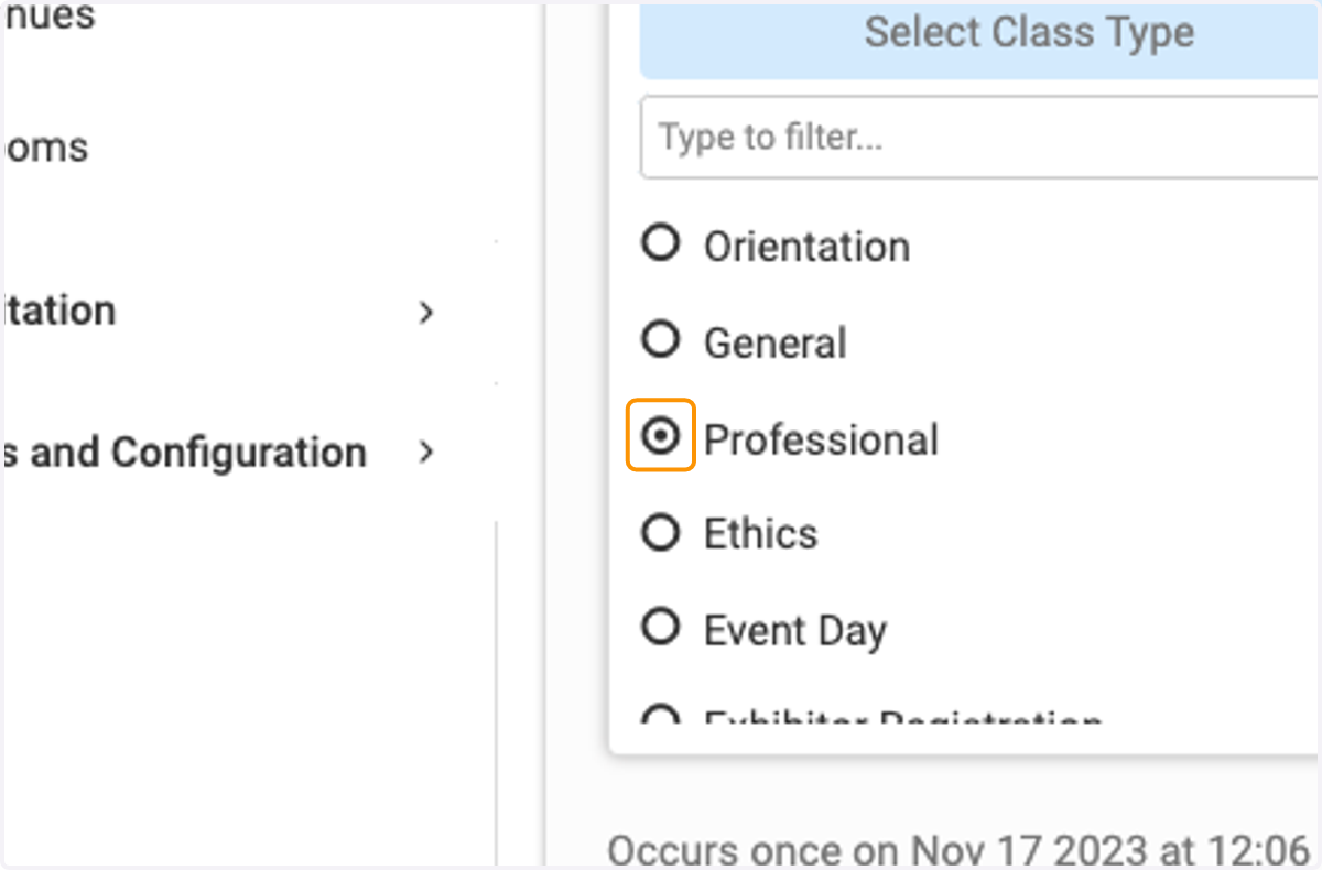 Select class type